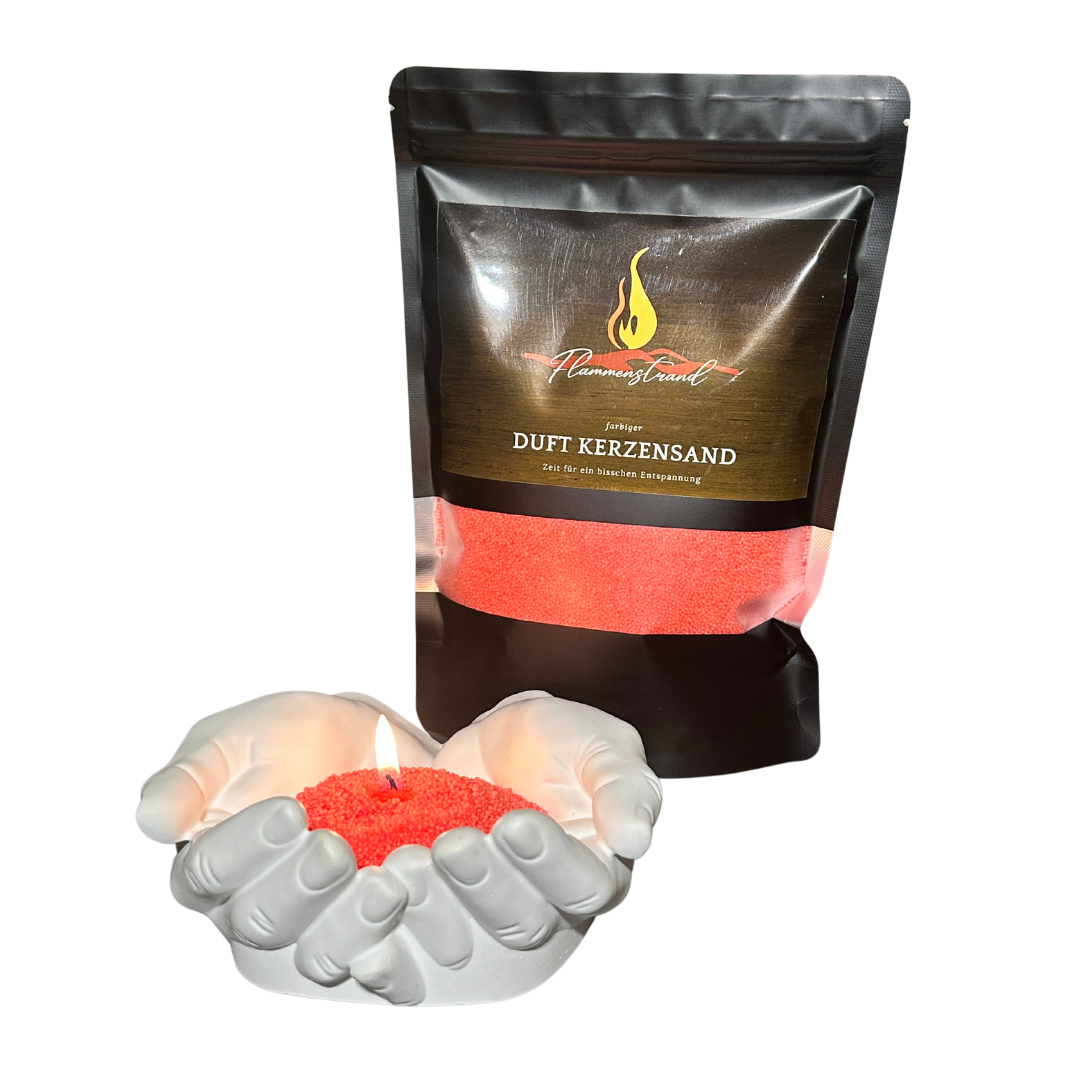 Duft Kerzensand mit Hände inkl. 6 Dochte und 6 Klebepads