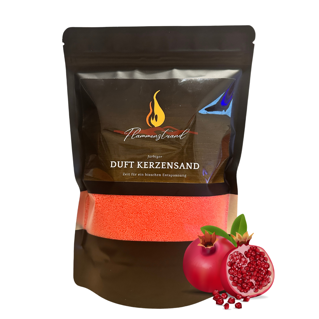 Kerzensand Granatapfel Probe 100 g inkl. 2 Dochte und 2 Klebepads