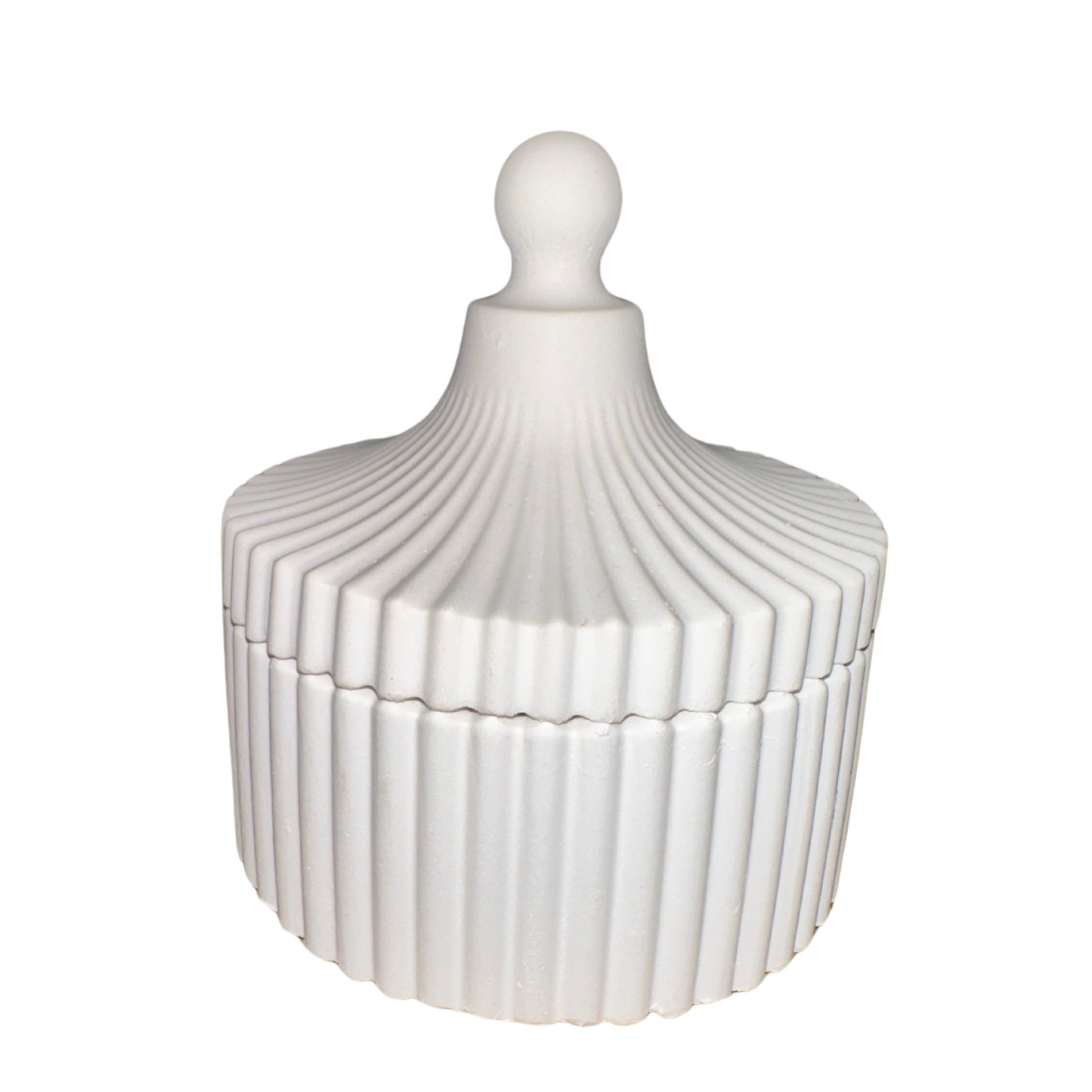 Gefäß mit Deckel aus Gips für Kerzensand