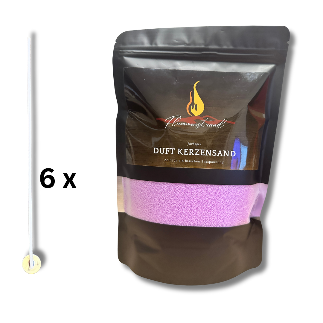 Kersensand Flieder Duft 500g inkl. 6 Dochte und 6 Klebepads